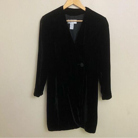 Liz Claiborne Silk Blend Velvet Long Sleeve Mini Wrap Dress size 8 Party Events - Picture 1 of 12
